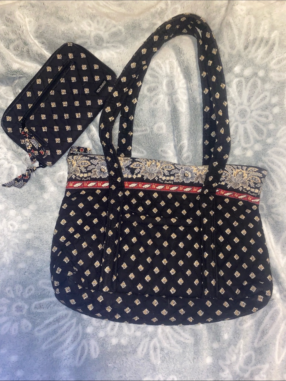 Vera Bradley Black Quilted Tote with Coordinating Wristlet